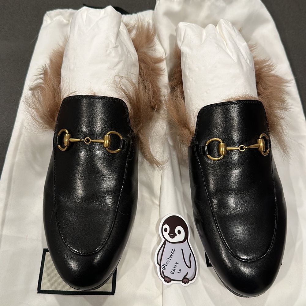 GUCCI Black Horsebit Slip-On Princetown Loafers - size 37 - Picture 9 of 14